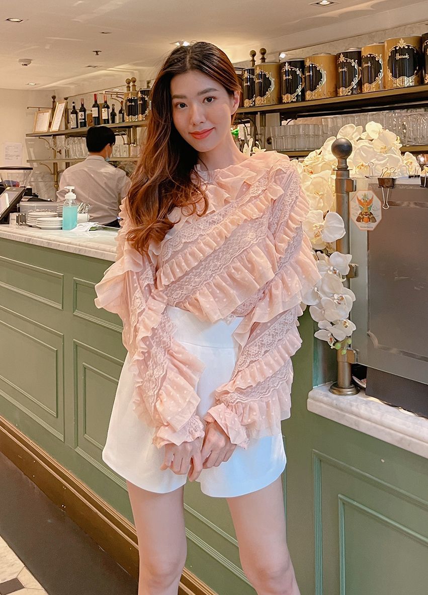 S380 เสื้อลูกไม้ระบายแขนยาวสไตล์เกาหลี